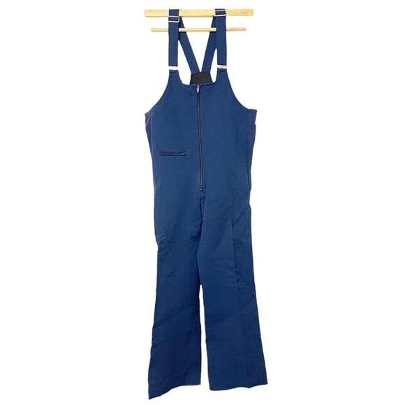 VTG Edelweiss Blue Work Outdoor Bibs Active Ski Overalls Stretch US Womens 36-38 - Picture 2 of 16